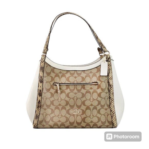 Coach Kristy Colorblock Leather Snakeskin 3 compartment shoulder bag in EUC